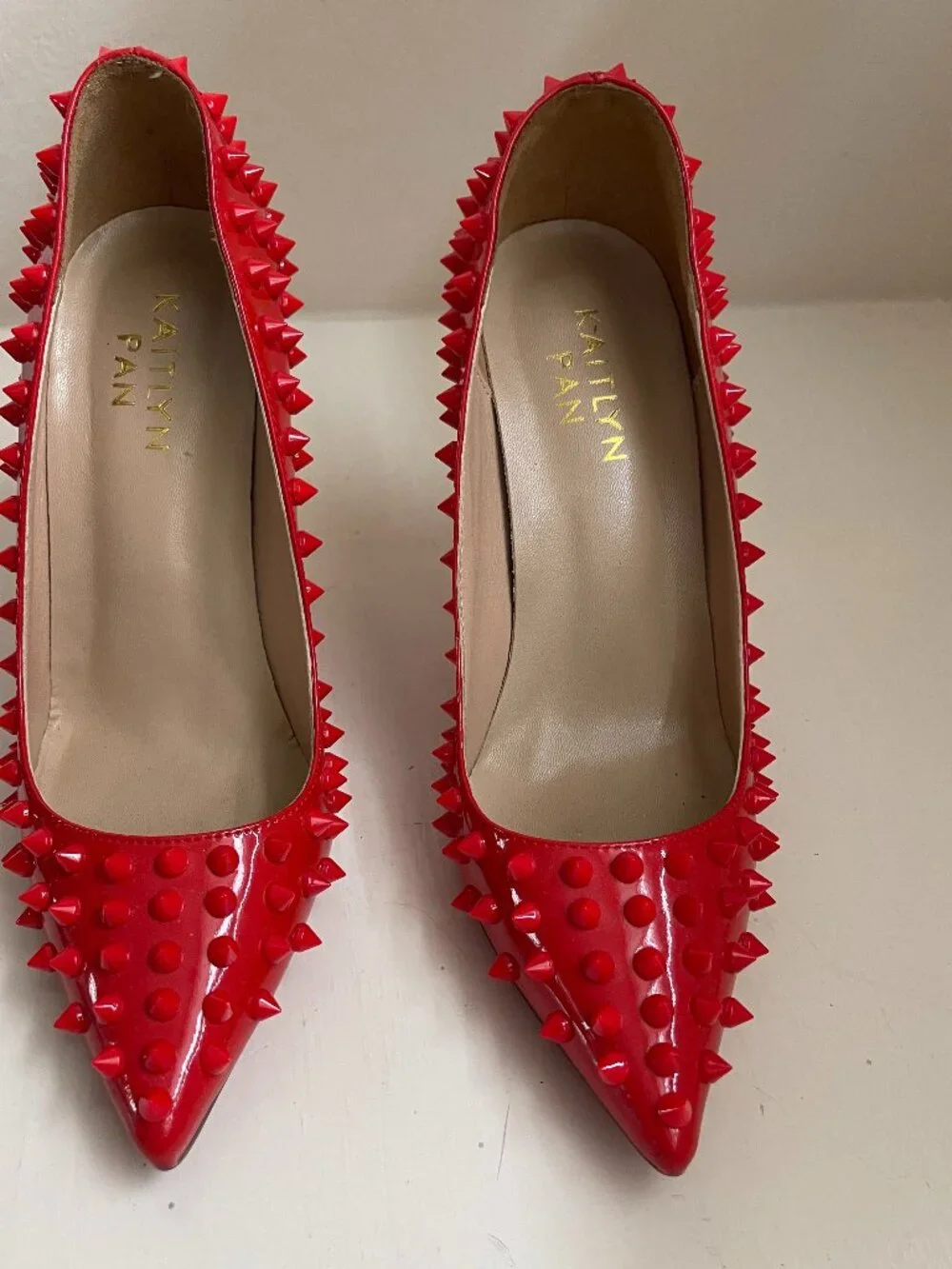 Spike Heels Red sole bottom Spike Red Pattend Heels - Picture 3 of 7